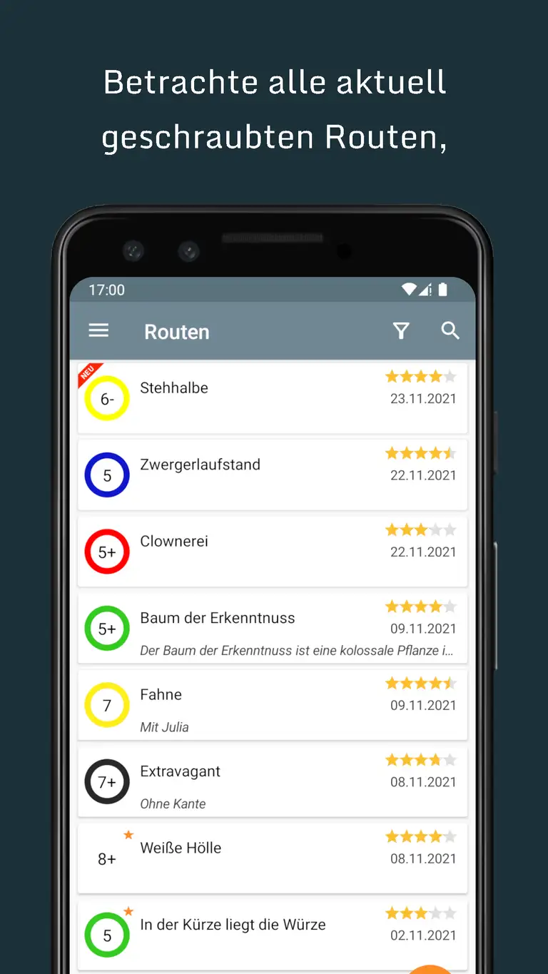 Betrachte alle geschraubten Routen,
