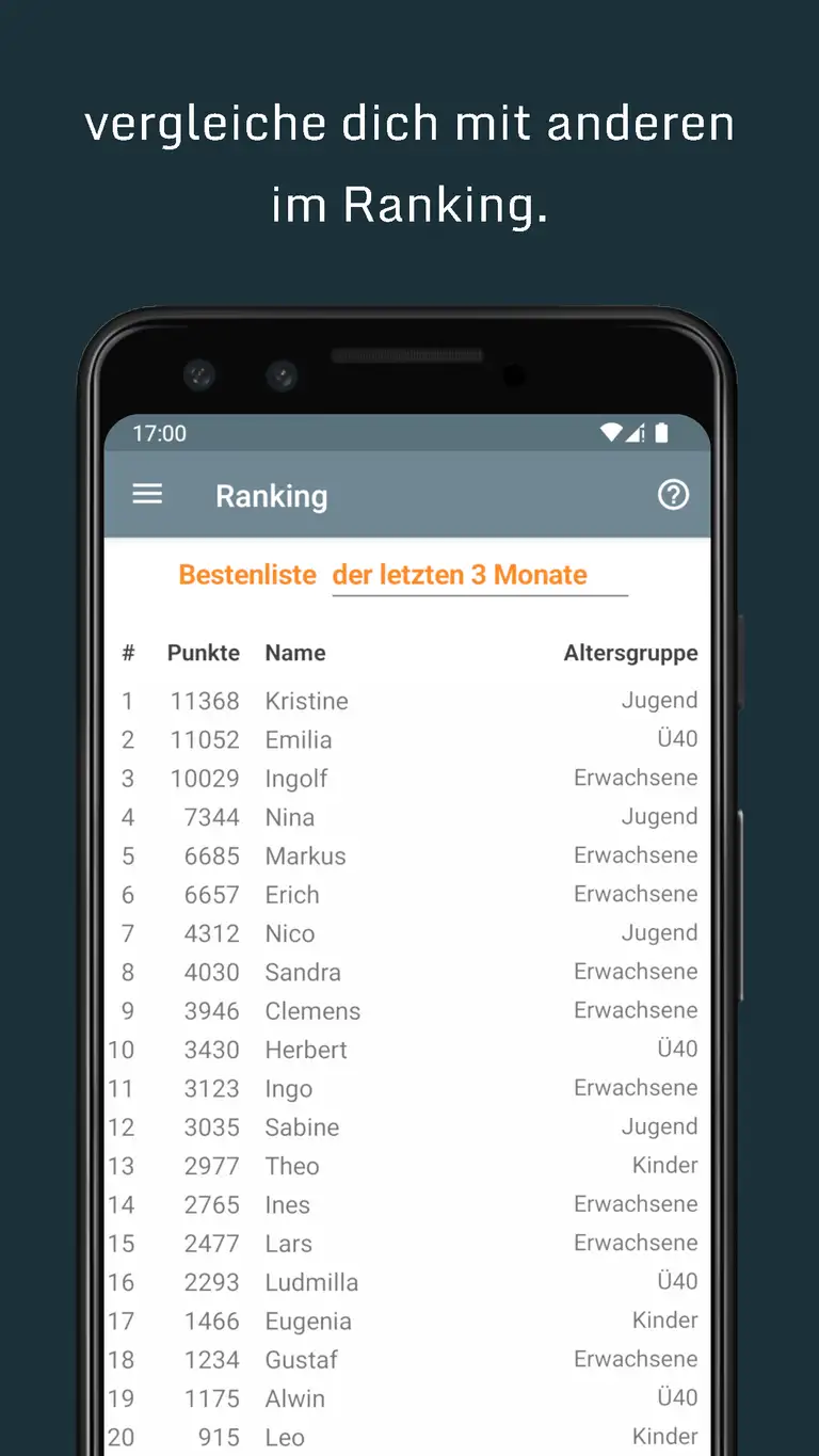 und vergleiche dich mit anderen im Ranking.